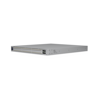 Switch UniFi Enterprise Campus (48) puertos POE+++ 90W, x32 10GbE, x16 2.5 GbE, (4) puertos 25G SFP28, doble fuente AC redundante, 4 abanicos