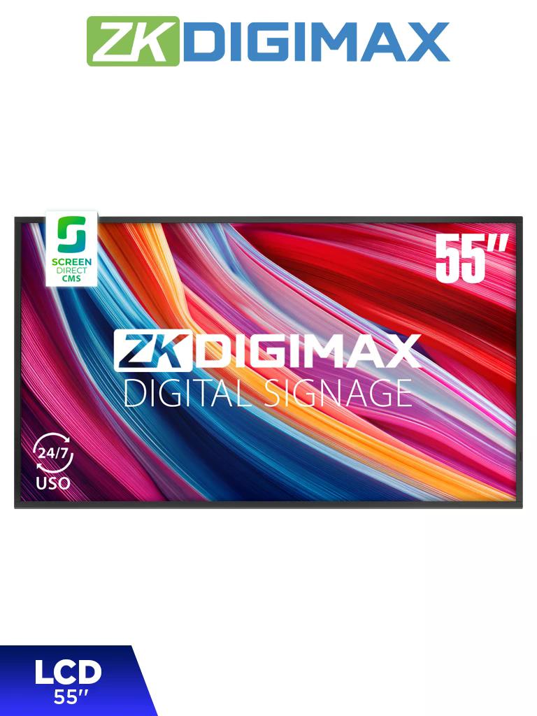 ZKDIGIMAX DG03A1W55 - Pantalla LCD Profesional 55", resolución 4K UHD, Android 9, 500 nits, Reproducción Inalámbrica, Videowall 5x5, Uso 24/7