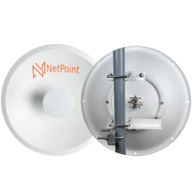 Doble Antena Direccional de alto rendimiento / diámetro  de 30 cm / 5.9-7.2 GHz / Ganancia 26 dBi / SLANT de 45 ° y 90 °  / Conector N-Hembra / Montaje, jumpers y radomo incluidos.