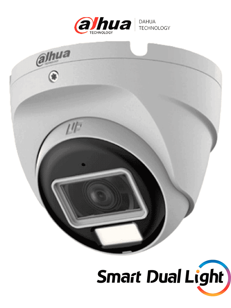 DAHUA HAC-T2A21N-U-IL-A- Cámara Domo de 2 Megapixeles/ Lente de 2.8 mm con Apertura Hasta 100°/ Iluminación Inteligente Hasta 30Mts con IR + 20Mts Luz Calida/ Con Micrófono Incorporado/ Para Exterior IP67/ Metal