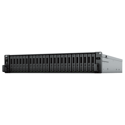 Servidor de Almacenamiento FlashStation FS3410 | 24 Bahías SSD SATA 2.5" | Intel Xeon D-1541 8 Núcleos | 16 GB RAM (Ampliable a 128 GB) | 356,500 IOPS Lectura | 129,400 IOPS Escritura | 4 Puertos 1GbE + 2 Puertos 10GbE 