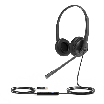 Diadema USB Alámbrica Yealink UH34 Dual Teams C/ Almohadillas de Cuero Compatible con Teléfonos IP Yealink y Computadoras