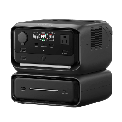 EcoFlow River 3 Plus | Estación de Energía Portátil 286Wh Litio LFP / 4 AC 800W (Max. 1600W) / 1 USB-C 100W / 3 USB -A 12W / Cargador de Coche 10A, 126W Max. / Conectividad WiFi y Bluetooth (App) / Carga Solar 220W Max.