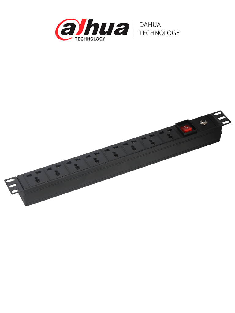 DAHUA ZZM10/PDU(8 USA 250)  Barra PDU multicontacto /Max 250Vac/ 10A/ 2500W/ North American/1.3mm2 , 3m/ 8 outlet 3-pin,  Universal (North American)/  Overload protection module and switch/ Para montaje en Rack de 19"