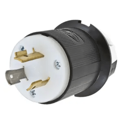 Clavija Industrial con Bloqueo de Media Vuelta / 20 A 277 V CA / 2 Polos 3 Hilos / Color Blanco y Negro / Nema L7-20P.
