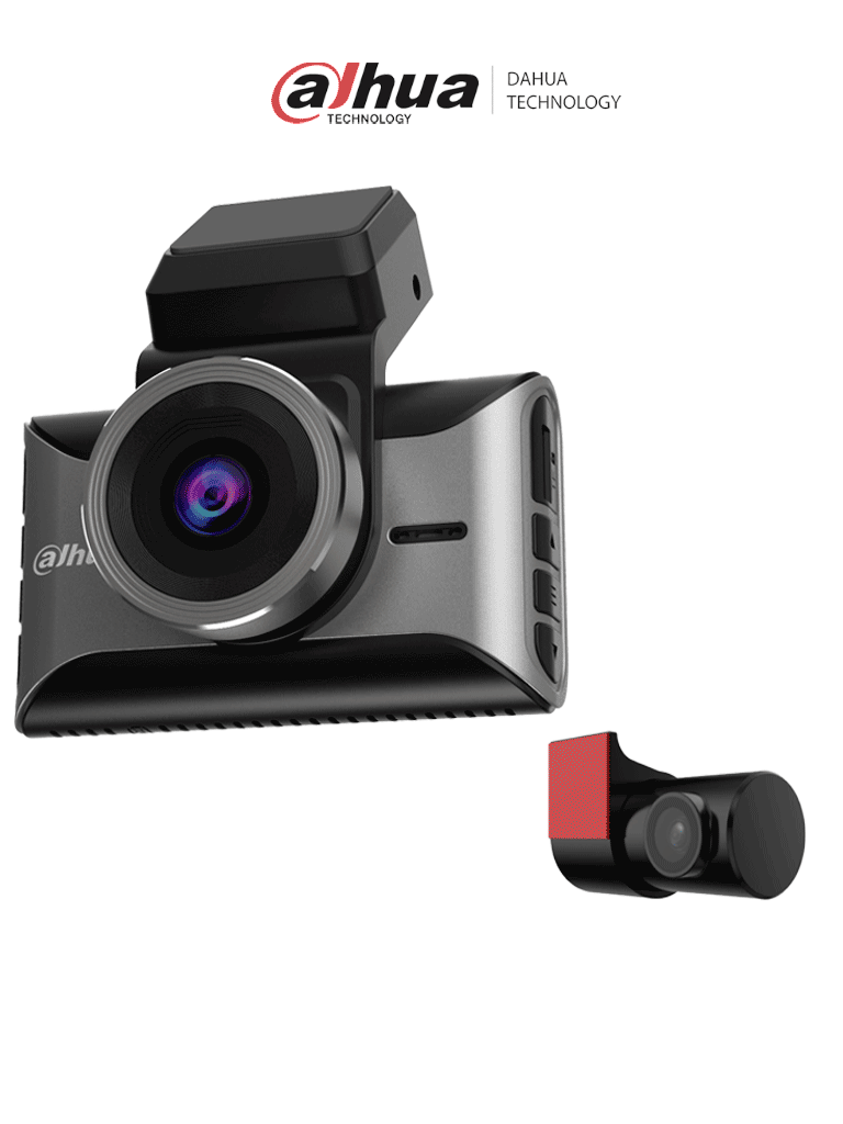 DAHUA S10 - Dashcam (Cámara de tablero), Equipada con 2 cámaras: frontal (4K), trasera (1080p), Pantalla de 3", Incorpora Wifi y GPS, Administrable desde la aplicación móvil, Soporta analítico ADAS, MicroSD de hasta 256 GB