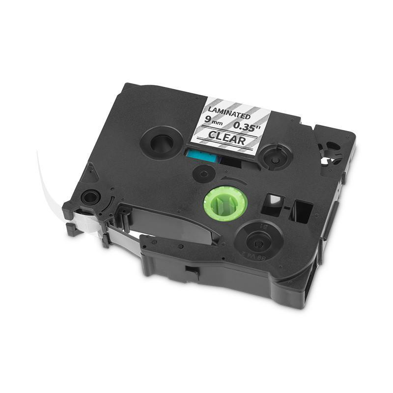 CINTA DE ETIQUETAS LAMINADA QIAN (6 PACK) NEGRO/ TRANSPARENTE QZe-121