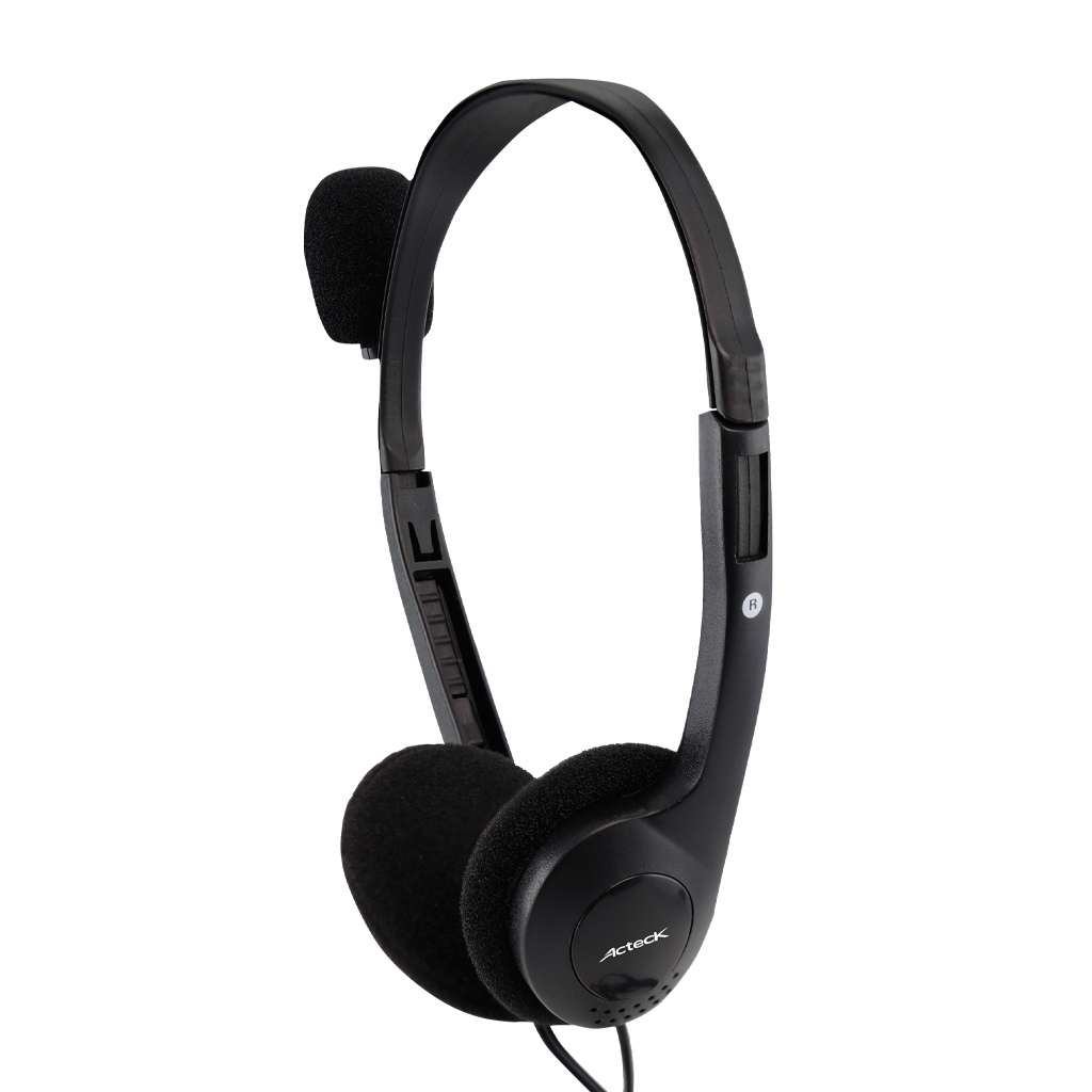 DIADEMA ACTECK AM-370 BASIC ALAMBRICO CON MICROFONO NEGRO MUAA-005