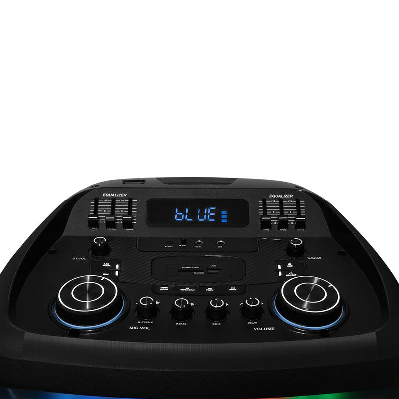 BAFLE VORAGO 2X15" BT 5.3 TWS 180W EQUALIZADOR MICROFONO INAL. NEGRO KSP-800