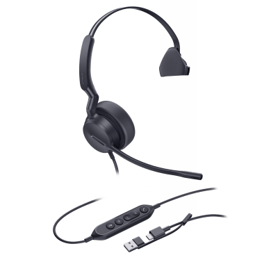 Diadema Alámbrica UH42 SE Mono de Yealink Certificada para Microsoft Teams con USB-C/A