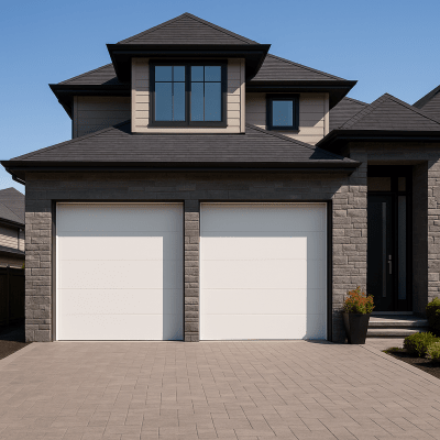 Puerta de Garage de Alta Calidad / Linea Central / Color Blanco 8X9 pies,  AISLADA, Estilo Americana.