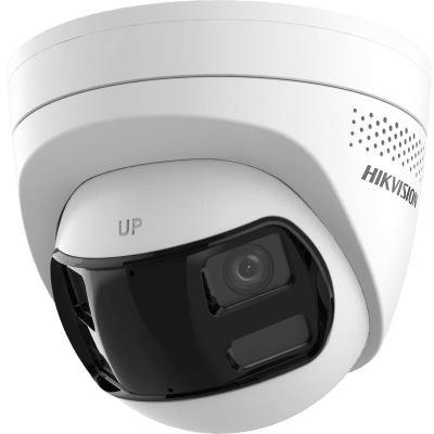 [PROTECCIÓN ACTIVA] Turret IP 6Megapixel / 2 Lentes de 2.8 mm (Imagen Panorámica 180°) / 30 mts IR / Exterior IP67 / Luz Intermitente y Alerta de Audio / Audio Bidireccional / ACUSENSE / WDR 120 dB / Micro SD