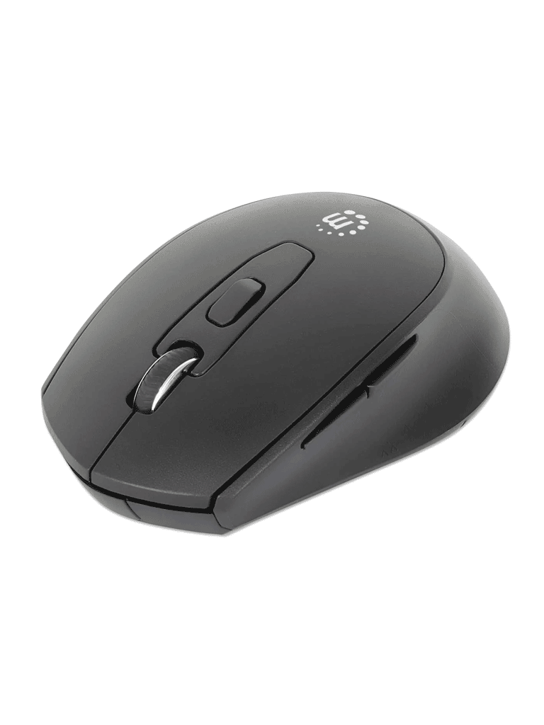 MANHATTAN - 190343 - Mouse ergonómico inalámbrico / Nano receptor USB-A, seis botones y rueda de desplazamiento, 800/1200/1600 ppp, negro
