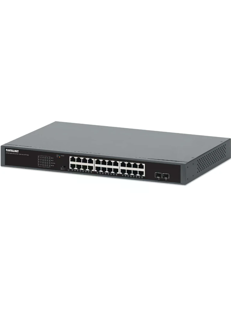 INTELLINET - 561907 - Conmutador Gigabit Ethernet PoE+ de 24 puertos con 2 puertos SFP