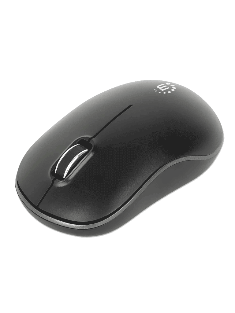 MANHATTAN - 190374 - Mouse óptico inalámbrico / Nano receptor USB-A, tres botones y rueda de desplazamiento, 1200 dpi, ambidiestro, negro