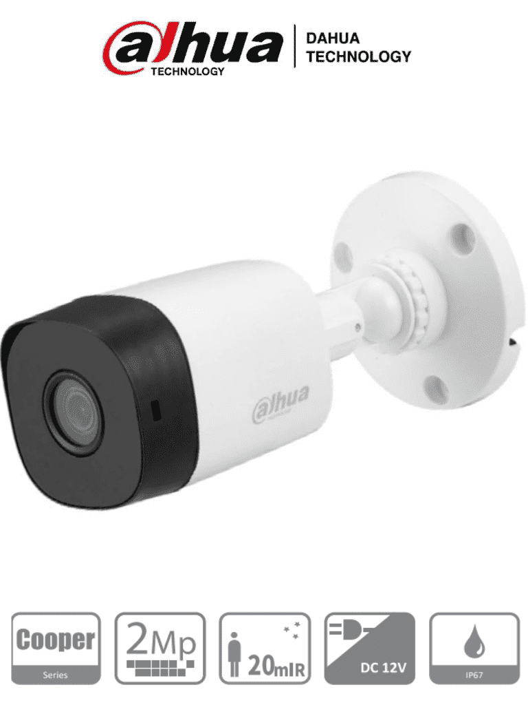 DAHUA HAC-B1A21-28 - Cámara bullet de 2 MP, 1080p, lente de 2.8 mm con ángulo de visión de 100°, IR de 20 m, IP67, compatible con CVI, TVI, AHD y CVBS. Ideal para monitoreo en cualquier entorno.