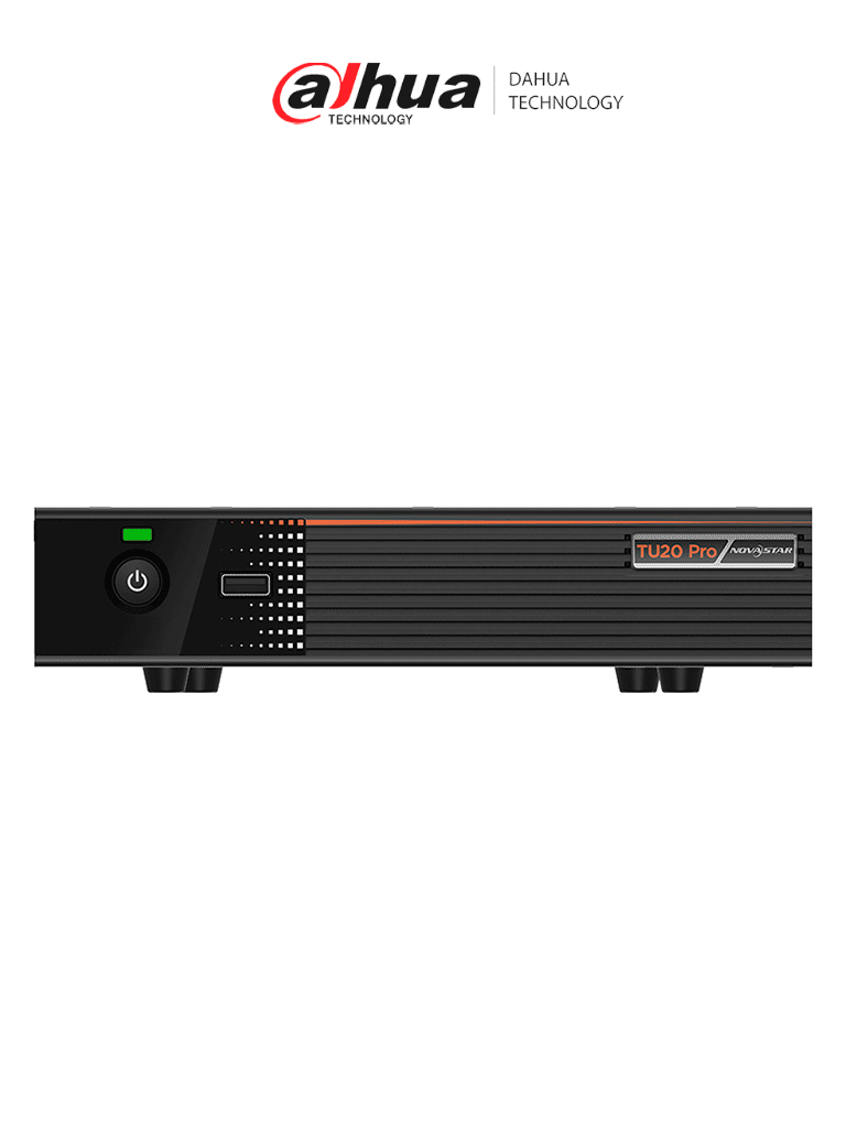 DAHUA TU20 Pro: procesador LED todo en uno con 6 puertos de red y hasta 3.9M píxeles. Integra Android y tarjeta de envío, reproduce sin PC, permite pantalla inalámbrica y gestión en la nube 24/7. Ideal para salas, hoteles, retail y señalización digital.