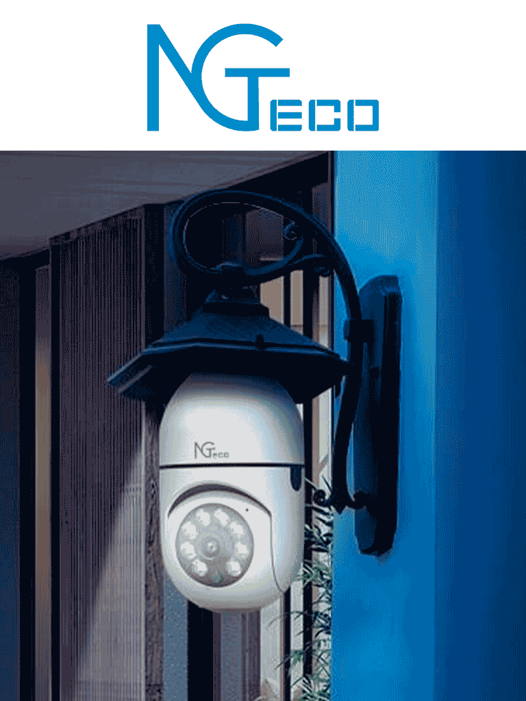 NGTECO NGSH01C2IN - Foco con Cámara Inteligente WiFi / 2MP / Visión PTZ 355° / Lente HD 4mm / Visión Nocturna IR + Luz Blanca / Audio 2 Vias / Almacenamiento Local y en la Nube / Onvif / Compatible con Alexa y Asistente de Google - Imagen 3