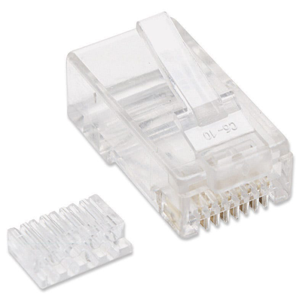 PLUG RJ45 CAT6 SOLIDO BOTE 100PZAS ORO 15-MICRAS INTELLINET 503006