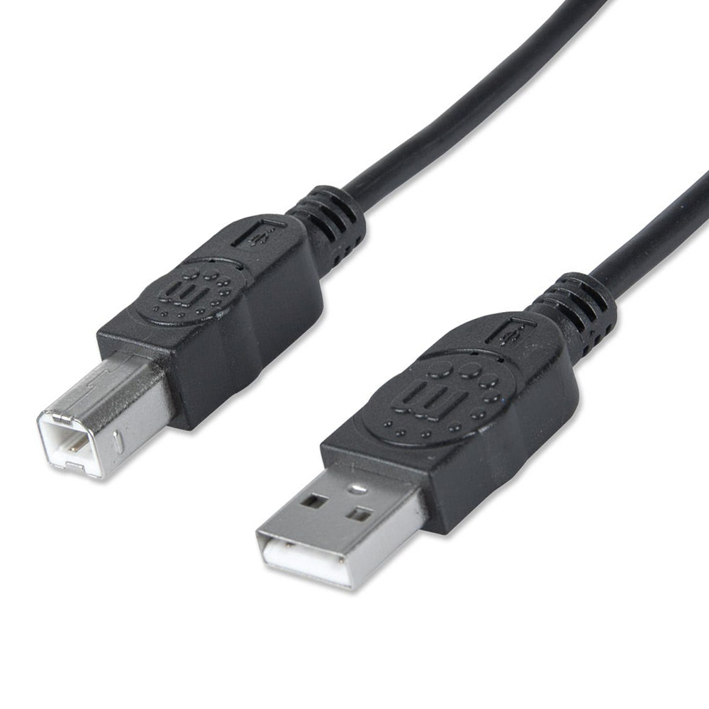 CABLE USB V2.0 MANHATTAN A-B  5.0M, NEGRO 337779