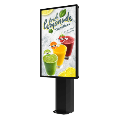 Montaje Tipo Kiosco para exterior Compatible con Pantallas de 55" Samsung OH55AS / Diseño Ultradelgado / METAL / Exterior IP65 / Base Pedestal 8"