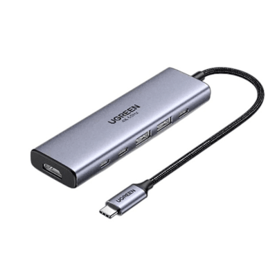 Hub USB-C 6 en 1 / HDMI 4K@60Hz / 2x USB-A 3.2 Gen 2 (10 Gbps) / 2x USB-C 3.2 (10 Gbps) / PD 100W / Compatibilidad Universal / Driver-Free / Aluminio