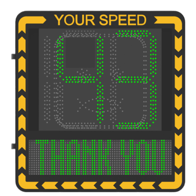 Pantalla LED de Señalización de Velocidad por Radar / Detección de Velocidad en Tiempo Real / Rango de Detección de 100 m / Hasta 32 Objetivos Detectados / Pantalla LED de Alta Visibilidad / Instalación en Carril o Later