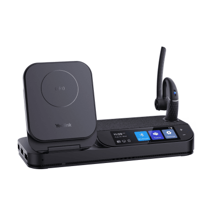 Auricular Bluetooth BH71 con Workstation de Yealink Con Pantalla Táctil de 3" con Cancelación de Ruido y Carga Inalámbrica para Smartphone