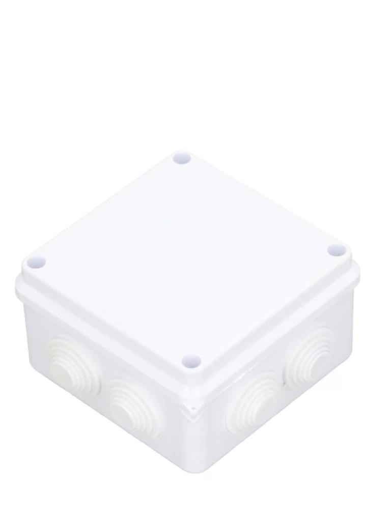 SAXXON PB100 - Caja de conexiones con 7 entradas / PVC libre de halógenos / Compatible con cámaras Bullet / Domo / Dimensiones 100 x 100 x 70 mm (Ancho x Alto x Fondo) / IP55