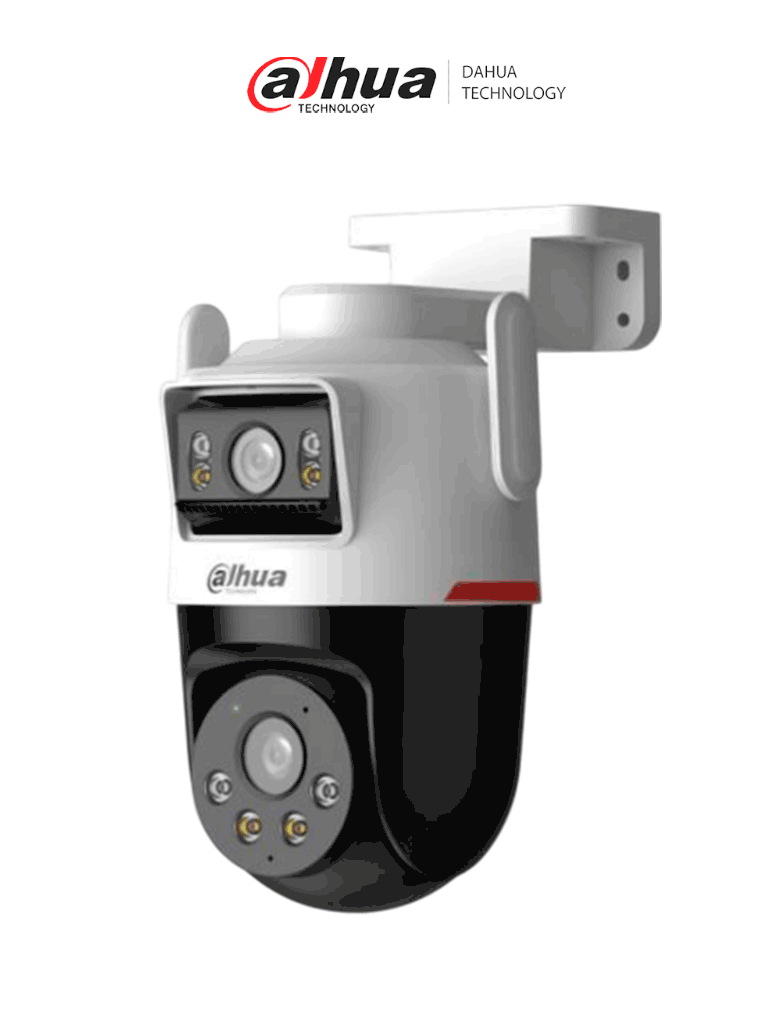 Dahua DH-IPC-PTS2349B3-SW-E2-PV- Cámara IP PT Wifi Dual de 6 MP, 2 Lentes de 3 MP (Fijo y PT), WizColor/ Detección inteligente de doble canal/Luz cálida de 40m, Microfono y Altavoz Integrados/IA/Autotracking/Disuación activa/ Ranura MicroSD/ IP66/