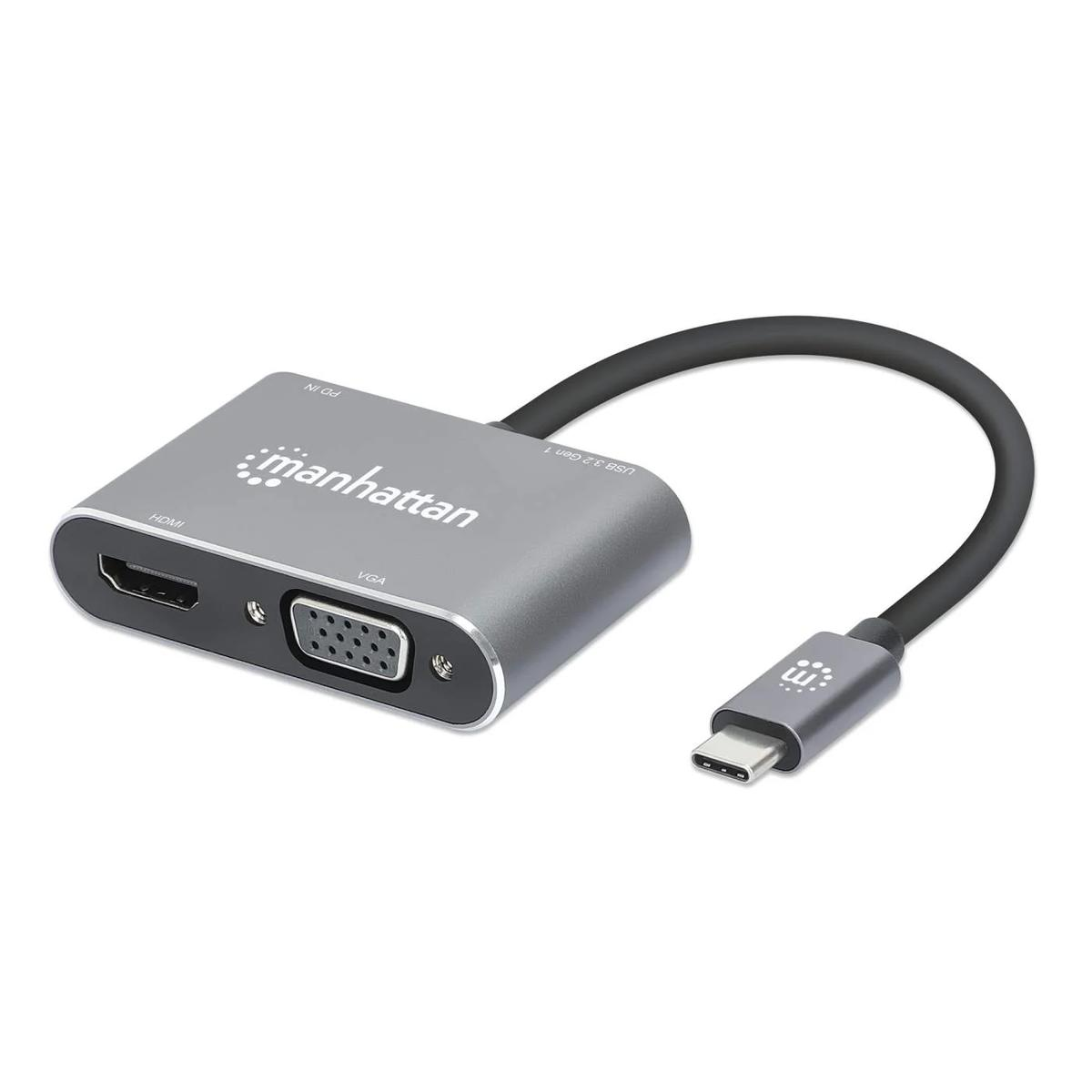 DOCKING USB C MANHATTAN HDMI, VGA, USB C PD, USB A, (130691)
