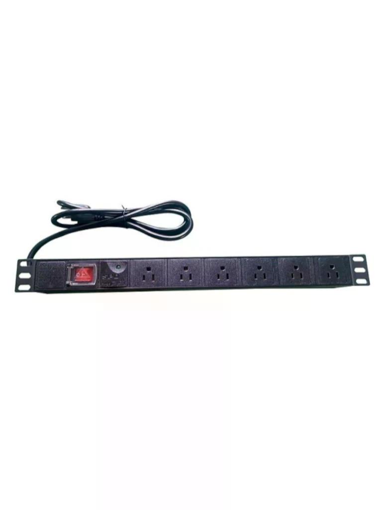SAXXON PDU06-15A - Barra PDU con 6 Contactos Individuales , 15 Amp , 120V , 1UR , Protección contra rayos , Aleación de Aluminio