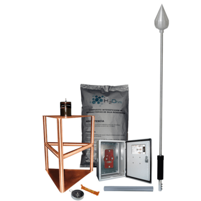 Kit de Pararrayo con Punta de Acero inoxidable, con Diámetro de Protección de 200 metros.