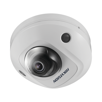 Mini Domo IP 6 Megapixel / Serie PRO /  Lente 2.8 mm / 10 mts IR EXIR / Microfono Integrado /Exterior IP66 / IK08 / PoE / Audio y Alarmas / H.265+ / Videoanaliticos Integrados