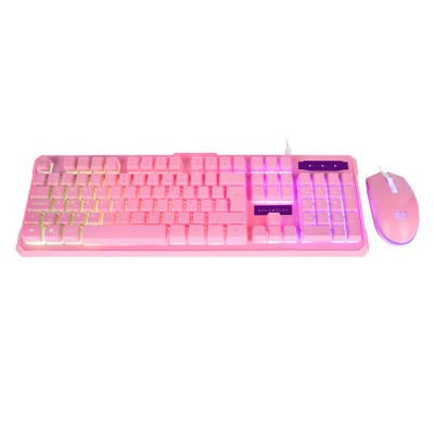 KIT 2 EN 1 GAMER BALAM RUSH TECLADO/MOUSE ROSA SQUAD KTM330 BR-932769