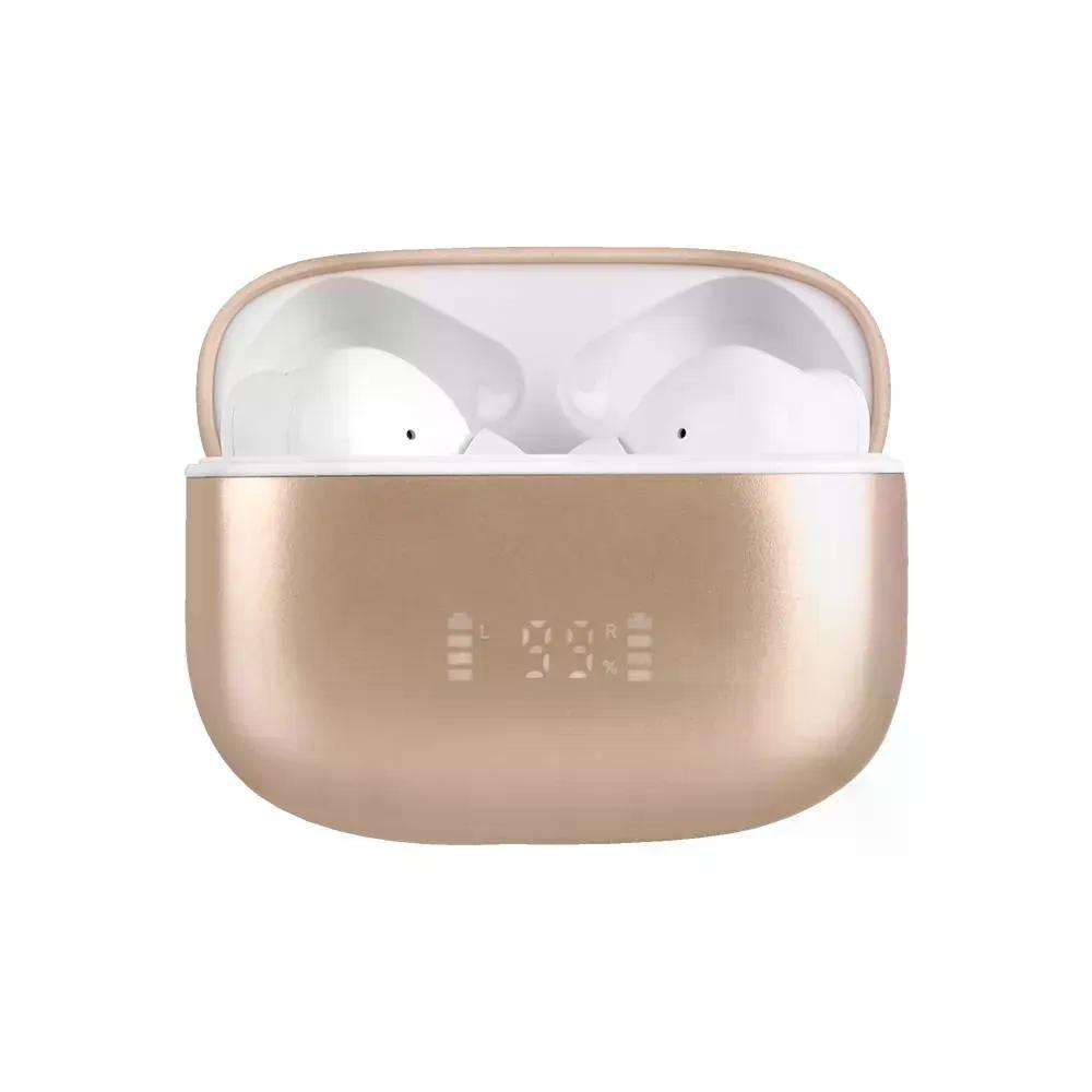 AUDIFONOS PERFECT CHOICE INTUNE BLUETOOTH 5.4 2.4 GHZ BEIGE/BLANCO