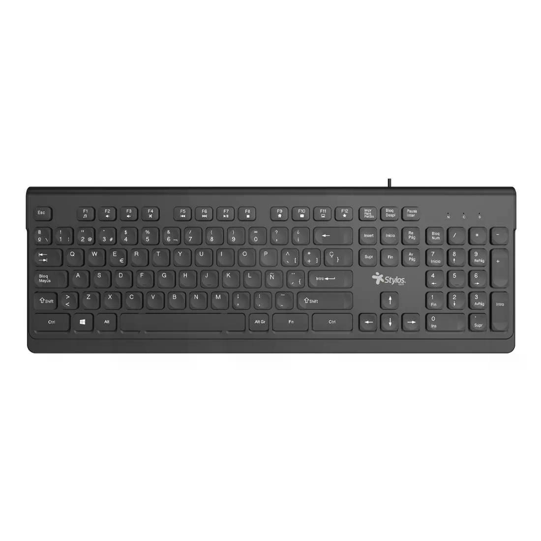 TECLADO STYLOS MEMBRANA 100%  ALAMBRICO USB 1.5 NEGRO (STPTEC6B)