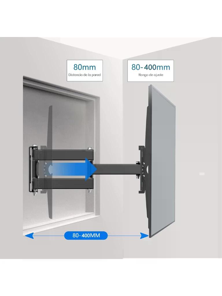 TCE LMEPB64EW - Soporte de Pared Articulado para Pantallas de 32 a 55" , Carga Máxima 50 Kg , VESA 600x400mm / 400X400mm / 400x200mm , Angulo de Inclinación - Imagen 3