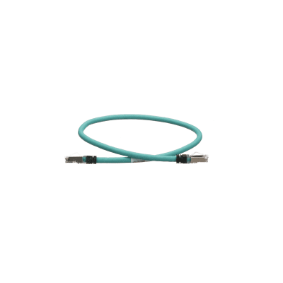 Patch Cord Cat5e de Grado Industrial 600V, Blindado SF/UTP, Calibre 24 AWG, Color Aqua, 60 cm.