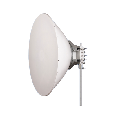 Antena direccional Alto Rendimiento / Parábola profunda para mayor aislamiento al ruido /6 ft / 4.9 a 6.4 GHz /  / Ganancia de 38 dBi / Soporte de acero inoxidable / Polaridad en 90 ° y 45 ° / Incluye montaje.