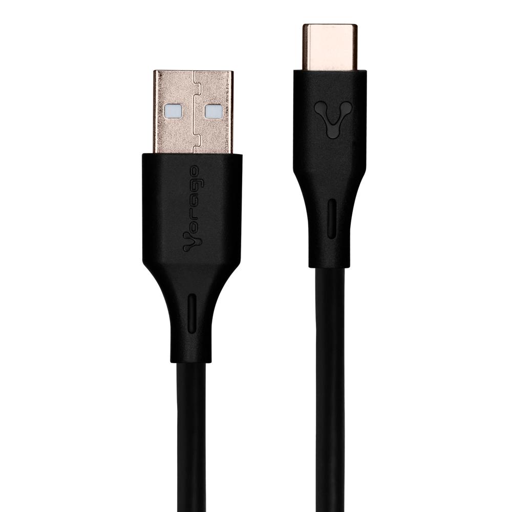 CABLE VORAGO USB-TIPO C 1 METRO CARGA RAPIDA NEGRO (CAB-C01B)