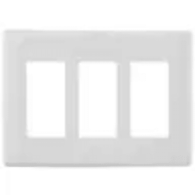 Tapa para Caja de 3 Espacios/ Contacto Duplex / Tornillos Ocultos / Color Blanco.