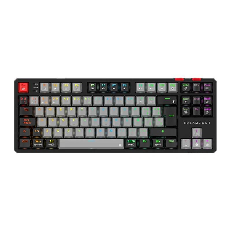 TECLADO GAMER BALAM RUSH BR 940368 LEVEL PRO GK990 LED RGB TKL OPTICO INALAMBRICO NEGRO
