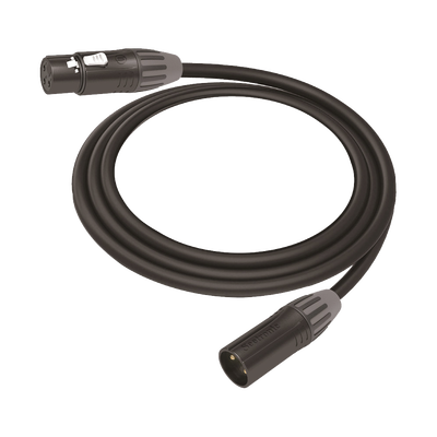 Cable XLR 3 polos hembra - XLR 3 polos macho - Serie M carcasa negra, contactos dorados