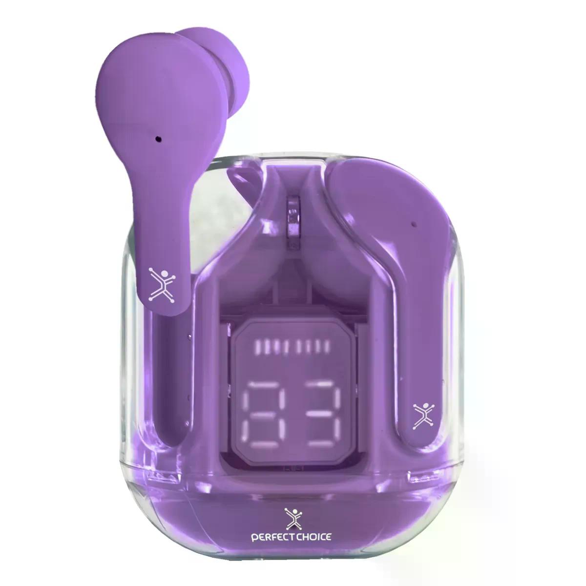 AUDIFONOS PERFECT CHOICE CLEARBEAT TWS BLUETOOTH 5.3 BT 2.4GHZ MORADO