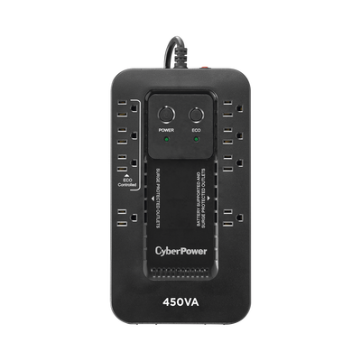 UPS de 450 VA/260 W, Topología Standby con Modo Ahorrador ECO, Entrada 120 Vca NEMA 5-15P, Con 8 Tomas NEMA 5-15R 