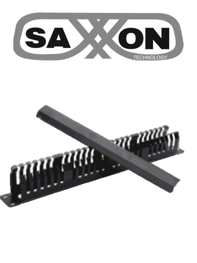 SAXXON CO-48P - Organizador de cables horizontal con tapa para rack de19" / 1U / 48 posiciones / Color Negro / Tapa y Base Metálica