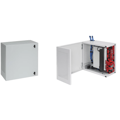 Gabinete de Montaje en Pared L-Box, 914 x 610 x 313 mm, de Acero, 6 UR, Color gris