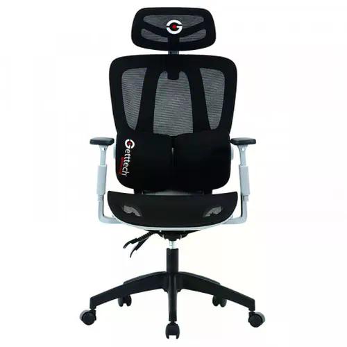SILLA GAMER GETTTECH ERGONOMICA, MALLA, SOPORTE LUMBAR, NEGRO/GRIS