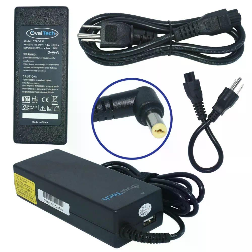 CARGADOR PARA LAPTOP OVALTECH OTAC E55 PUNTA DE 5.5 X 1.7 MM 1 PUERTO USB 2.1A 5V 2.1A NEGRO
